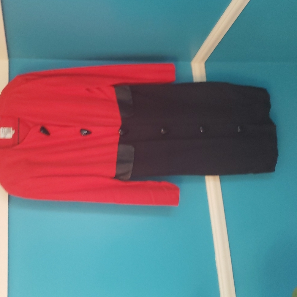 VINTAGE 90s Cynthia Howie colorblock Red and Black knee length dress sz 8